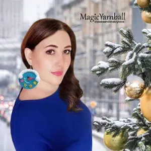 Christmas snowman in headphones earrings, crochet pattern, easy