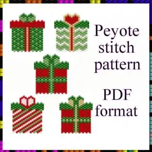 Peyote beaded pattern Christmas gift box PDF file Gift