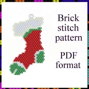 Brick stitch pattern Christmas stocking PDF file