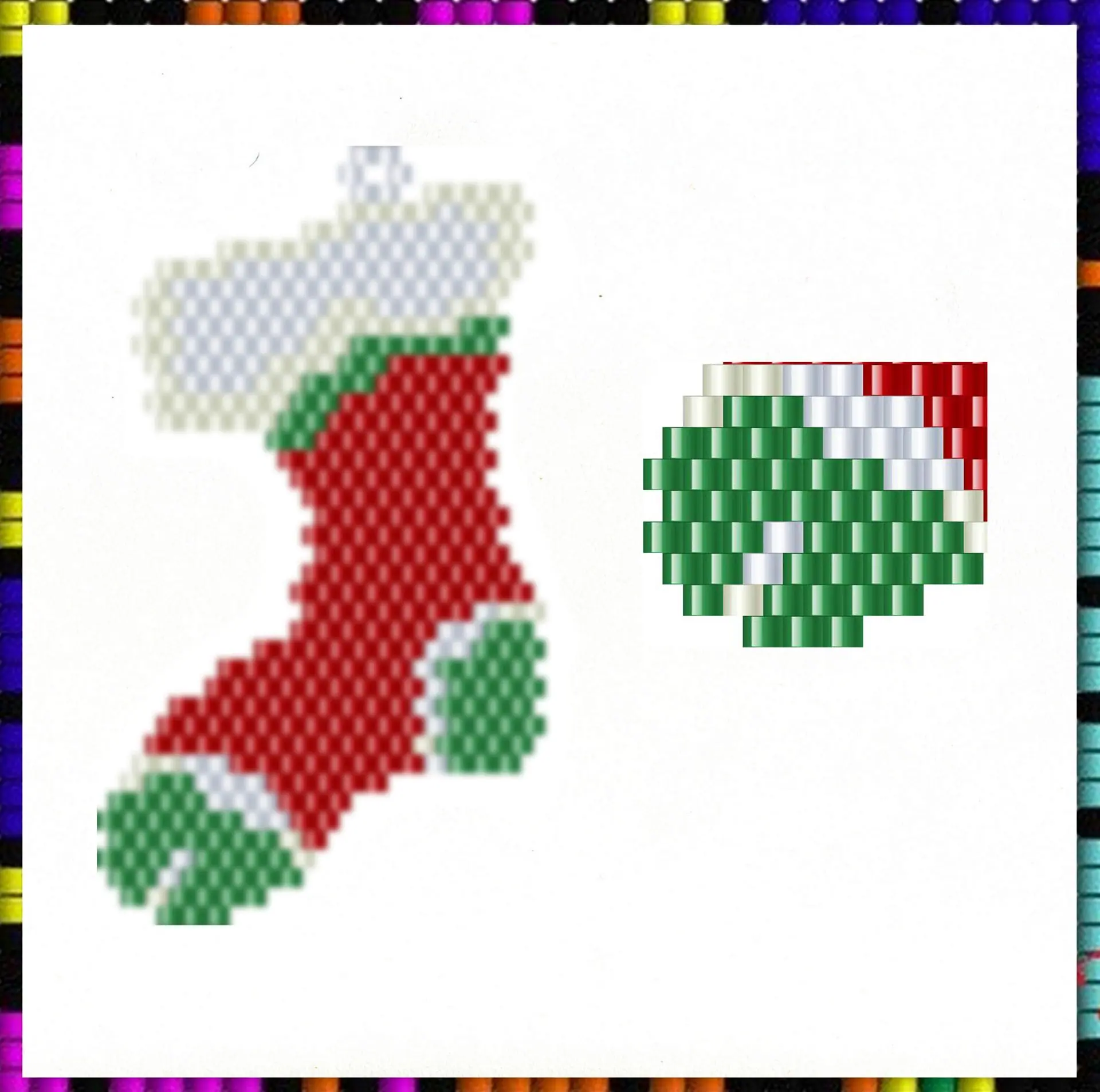 Brick stitch pattern Christmas stocking PDF file Christmas gift 2 Brick stitch pattern Christmas stocking PDF file