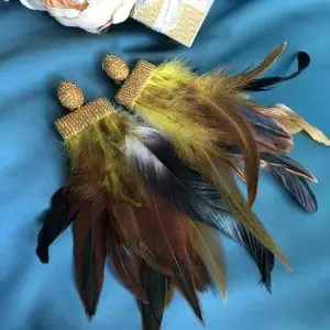 Feathers Beaded Earrings clip-on