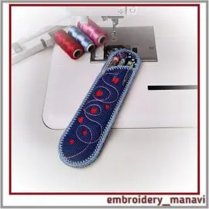 In the hoop Case with hearts for pens pencils markers embroidery