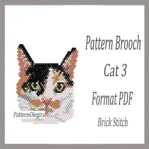 CAT 3 Brooch bead pattern PDF file Beading Cat pattern Bead Cat brooch Olegirabeadpatterns