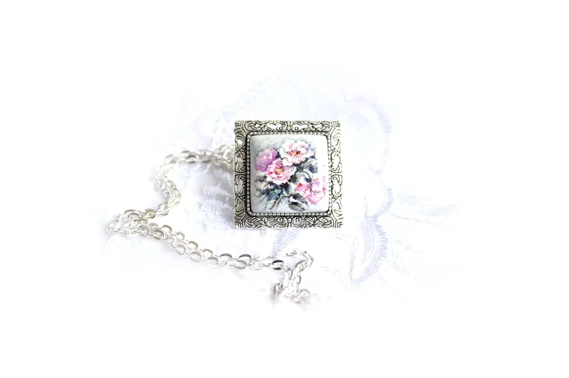 The brooch-pendant on a chain «Delicate flowers» 2 The brooch-pendant on a chain «Delicate flowers» - Image 2
