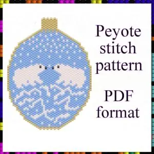 Peyote beaded pattern Christmas ball White bears PDF file