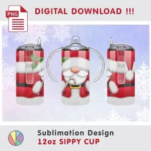 Cute Christmas Santa Claus Pattern for 12 oz Kids Sippy Cup