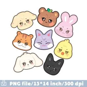 Stray Kids Zoo Clipart Sublimation design