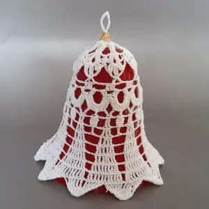 PDF Pattern Crochet. Bell "Lily" with a height of 3,54 inches. It contains scheme, instructions, photos, and a description of the bell block.