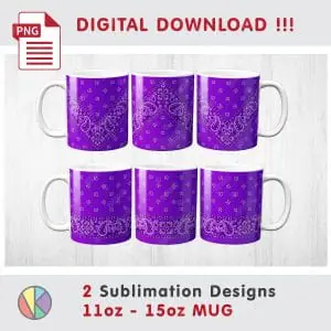 Crealandia - Handmade Marketplace 164 2 Paisley Bandana Patterns – 11 oz and 15 oz MUG