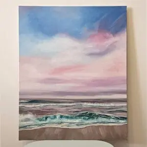 Bali Sunset Interior Original Oil Painting. Seascape