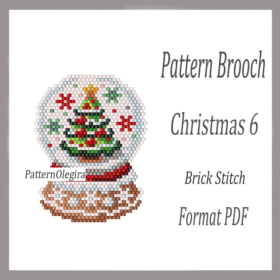 CHRISTMAS 6 brooch bead pattern PDF file Brick stitch pattern 1 Christmas 6 beading pattern Bead pattern Olegirabeadpatterns