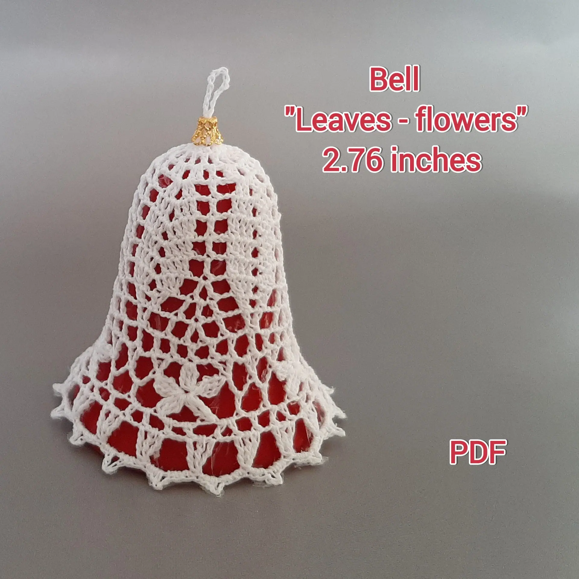 PDF Pattern Crochet. Bell “Leaves-flowers” 2,76 inches.