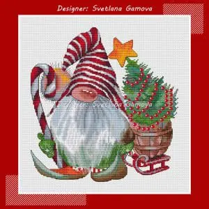 Christmas Gnome.Cross Stitch Pattern PDF