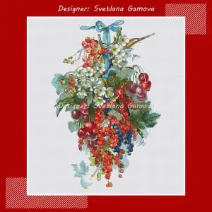 Summer berries Cross Stitch Pattern. Digital Scheme