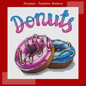Donuts Digital Cross Stitch Pattern. Punto de Cruz
