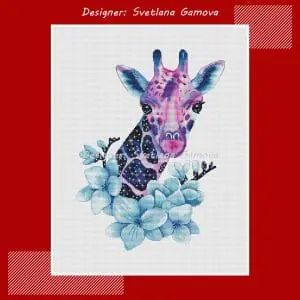Cosmic Giraffe Digital Cross Stitch Pattern