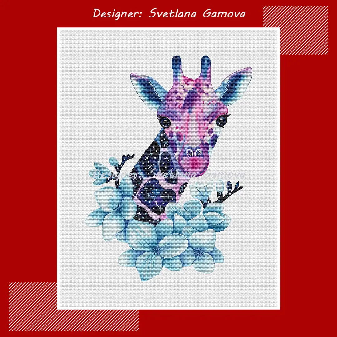 Cosmic Giraffe Digital Cross Stitch Pattern 1 Cosmic Giraffe Digital Cross Stitch Pattern