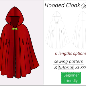 Cloak with hood sewing pattern PDF Will + detailed tutorial
