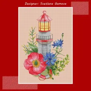 Summer Lighthouse Digital Cross Stitch