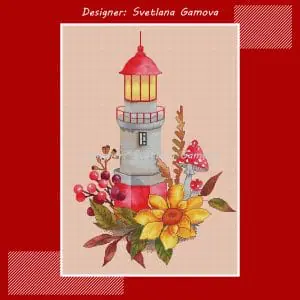 Autumn Lighthouse Digital Cross Stitch
