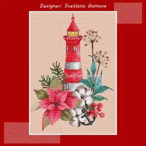 Winter Lighthouse Digital Cross Stitch Pattern