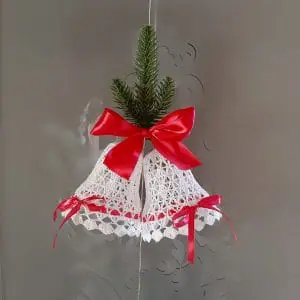 PDF Pattern Crochet. Bell "Gossamer" with a height of 4,33 inches. It contains scheme, photos, description of the bell block. Bell for Christmas or New Year