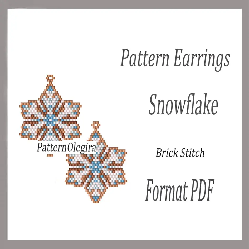 Snowflake Earrings beading pattern Brick stitch pattern