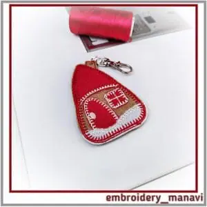 In the hoop Key fob sharm Winter house embroidery design ITH