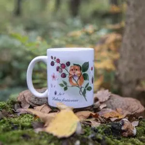 Ceramic Coffee Mug with Watercolour Harvest Mouse and Blackberry