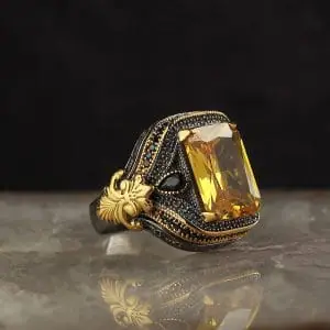 Elegant handmade sterling silver ring with citrine stone