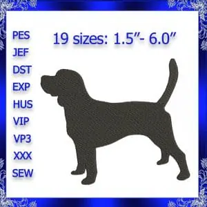 Beagle embroidery design