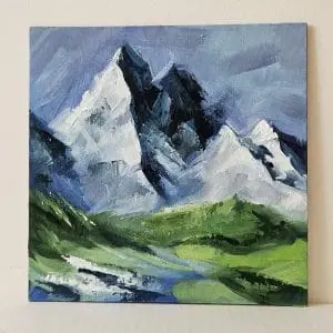 Landscape Oil Painting. Mountains painting on canvas