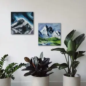 Landscape Oil Painting. Mountains painting on canvas