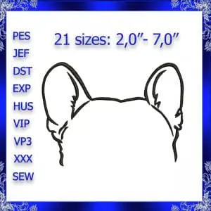 French bulldog ears machine embroidery design