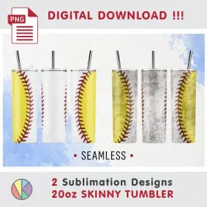 2 Baseball – Softball Sublimation Patterns – 20 oz Skinny Tumbler