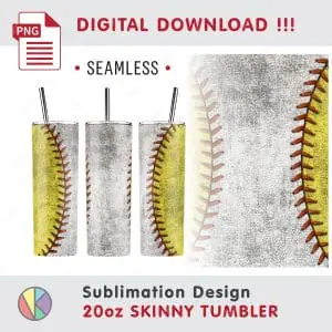 2 Baseball – Softball Sublimation Patterns – 20 oz Skinny Tumbler