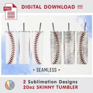 2 Baseball Sublimation Patterns – 20 oz Skinny Tumbler