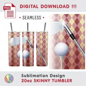Golf Sublimation Pattern – 20 oz Skinny Tumbler