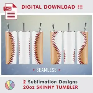 2 Baseball Wood Patterns – 20 oz Skinny Tumbler