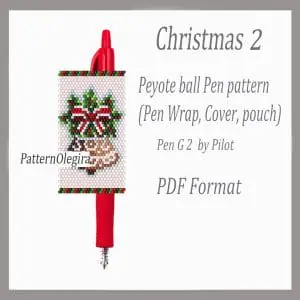 Christmas 2 bead pattern Christmas bead pen wraps Christmas bead cover pen Beading patterns Olegirabeadpatterns