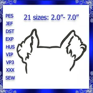 saluki ears embroidery design