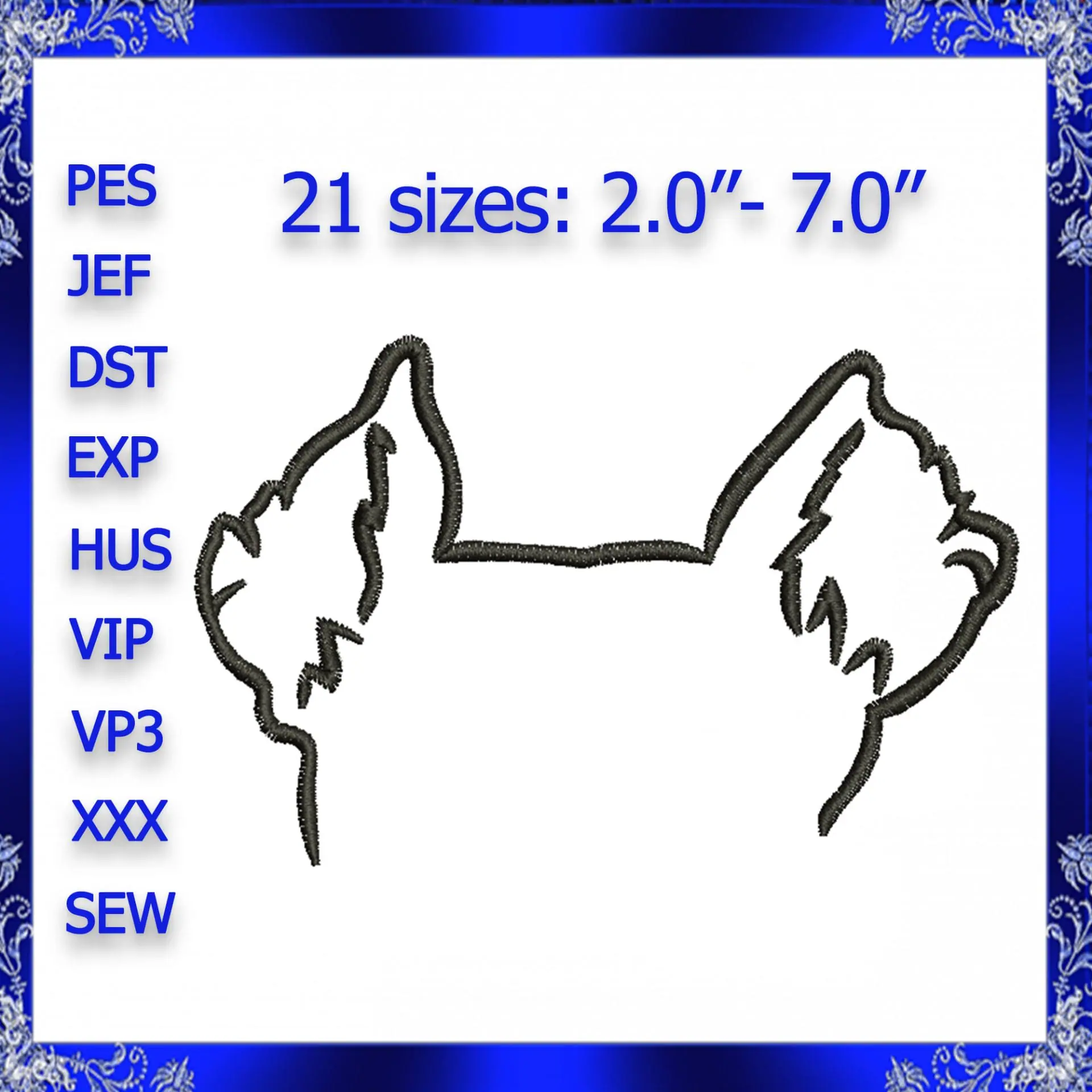 saluki ears embroidery design 1 saluki ears embroidery design