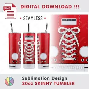 Sneaker Sublimation Pattern – 20 oz Skinny Tumbler.