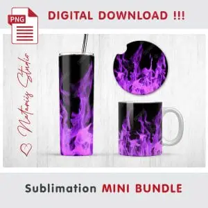 Fire Sublimation Mini Bundle – Tumbler, Mug, Coaster.