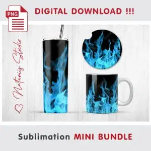 Crealandia - Handmade Marketplace 151 Fire Sublimation Mini Bundle – Tumbler, Mug, Coaster.
