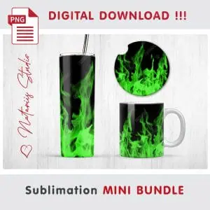 Fire Sublimation Mini Bundle – Tumbler, Mug, Coaster.
