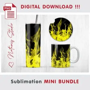 Fire Sublimation Mini Bundle – Tumbler, Mug, Coaster.