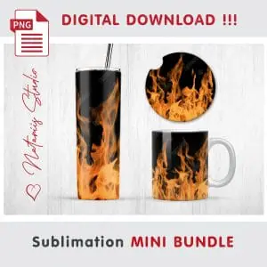 Fire Sublimation Mini Bundle – Tumbler, Mug, Coaster.