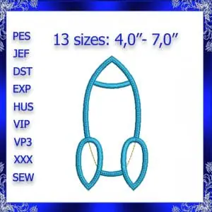 Rocket Applique embroidery Space Rocket Applique Embroidery Design Rocket Machine applique Outer Space Embroidery Bean Stitch Rocket #411