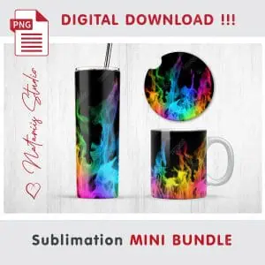 Fire Sublimation Mini Bundle – Tumbler, Mug, Coaster.